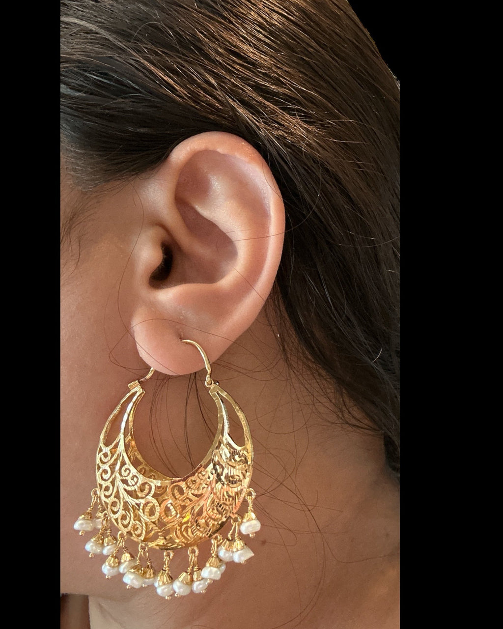 92.5 Silver Bali with fresh water pearls - Gold plated ( READY TO SHIP)