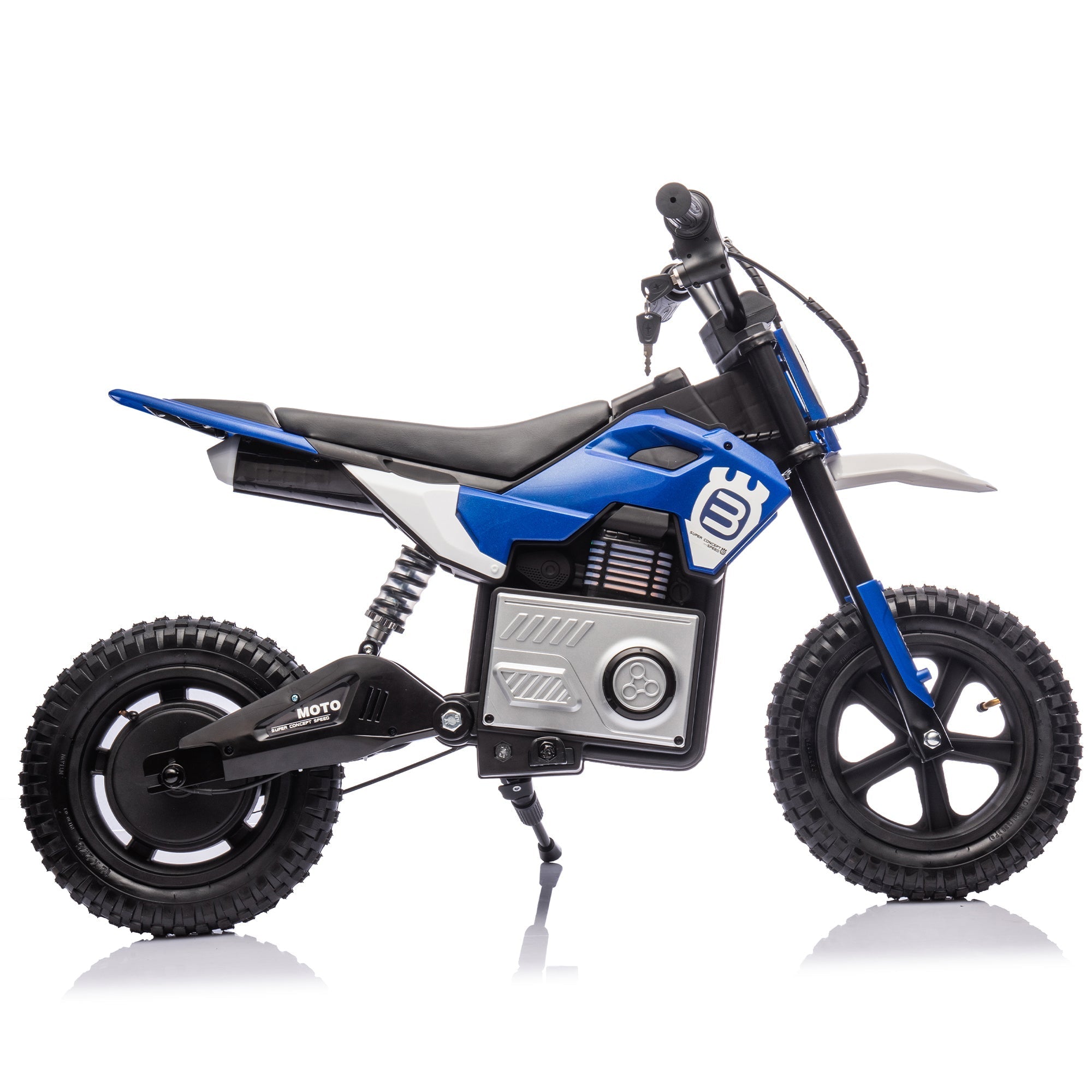 24V Kids Ride On Electric Toy Motocross Motorcycle,200W High Speed Hub Motor,Rear wheel shock absorber,Adjustable speed,LED breath lamp,Bluetooth,Music,Horn,Speeds 3.11-9.32MPH For Kids Aged 5-15.