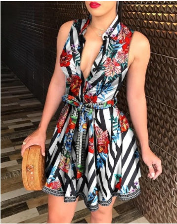 Belted dress sexy casual dress