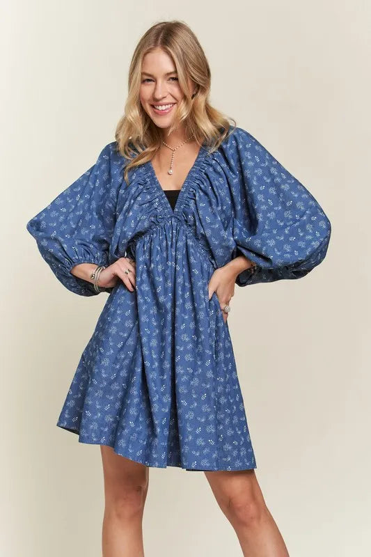 ADORA Batwing Sleeves Floral Dress
