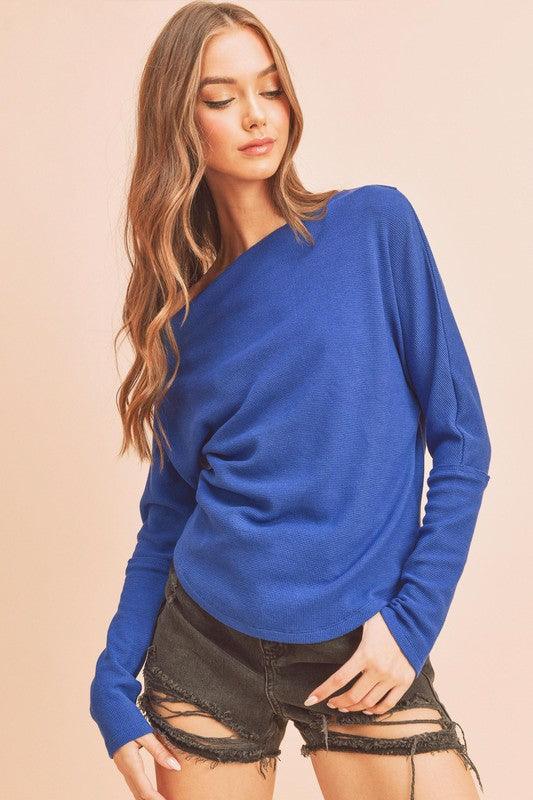 Aemi + Co One Shoulder Long Sleeve Knit Top