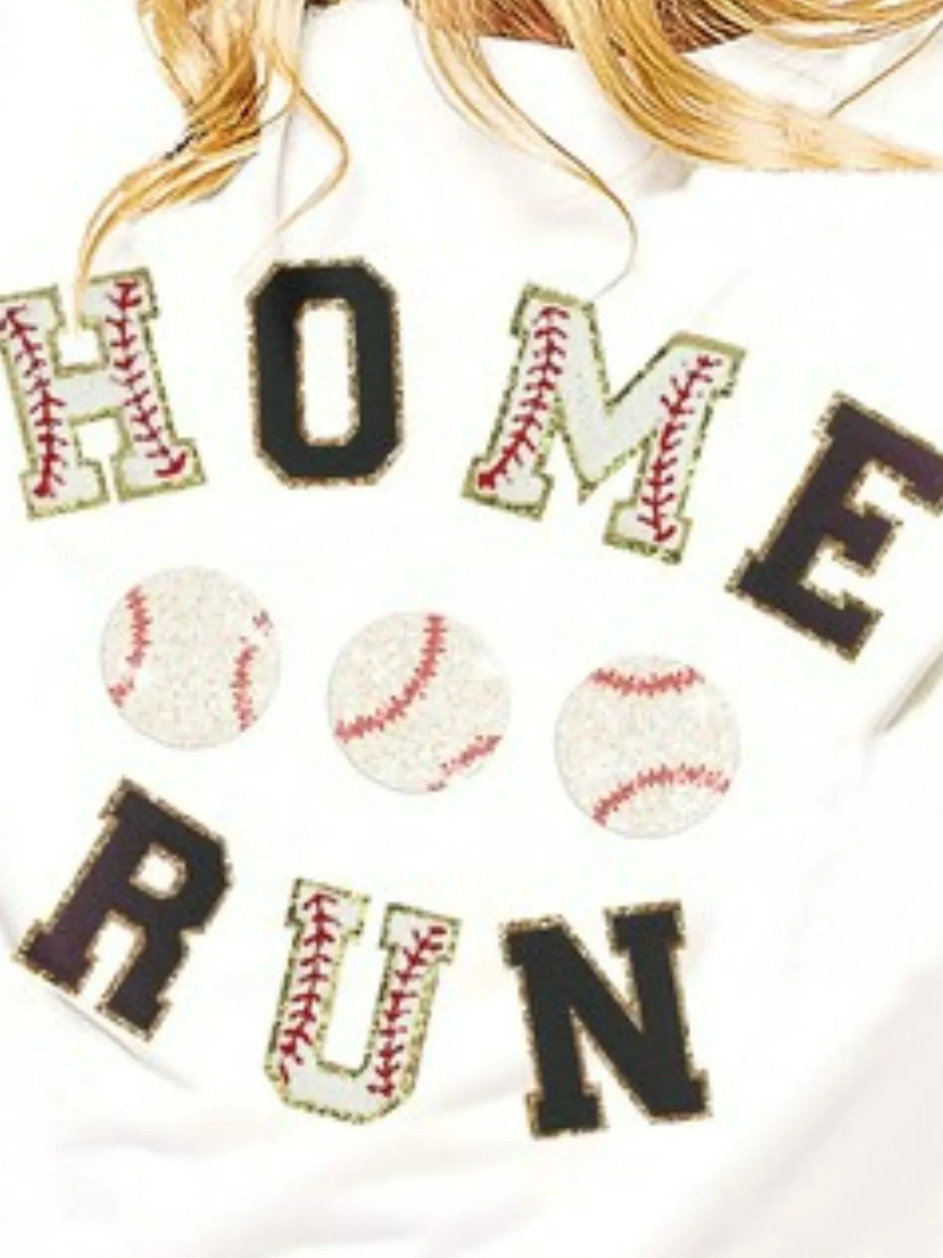 Baseballs Homerun Letter Washed Short Sleeve Top