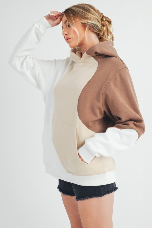 Aemi + Co Color Block Hoodie with Kangaroo Pocket