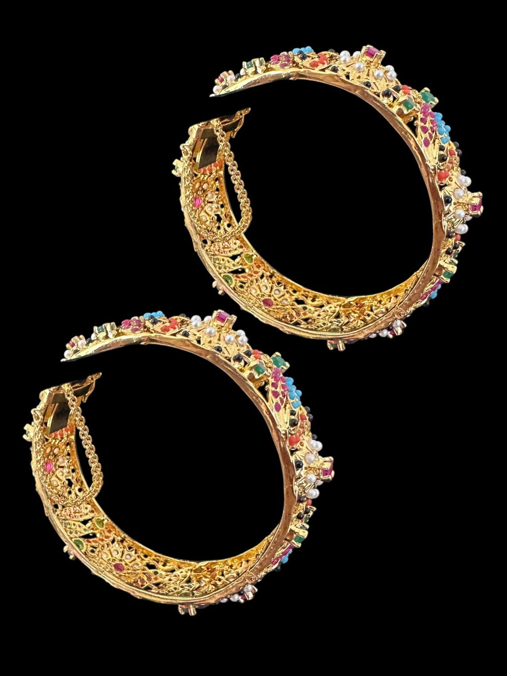 B811 Avisha Jadau bangles in Navratan ( READY TO SHIP )