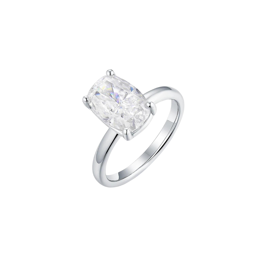 2.5ct Elongated Cushion Cut Solitaire Moissanite Engagement Ring