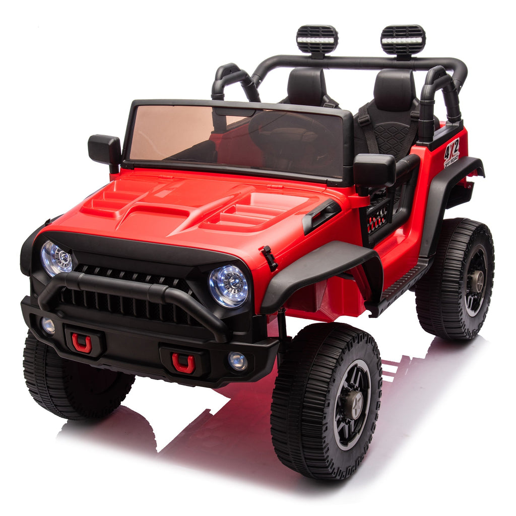 24V Two-Seater Kids Ride On Truck Car W/Parents Control,200w*2,Seat width 20.28in,Four-wheel Suspension,LED Lights,Music,MP3,Bluetooth,Two independent seat belts,Suitable for off-road For Kids Aged 3+