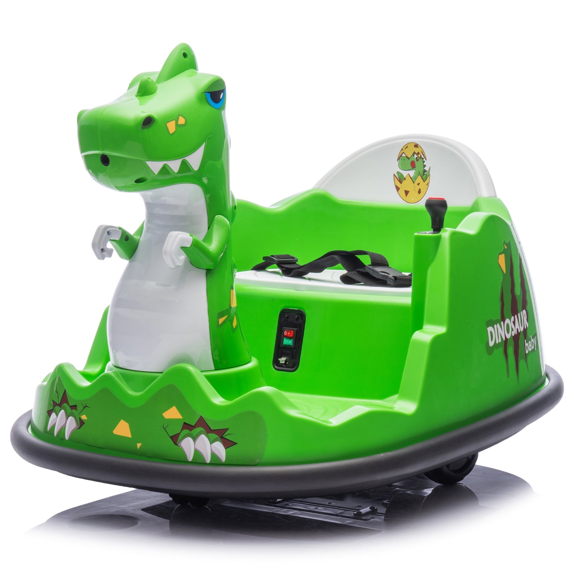 12V Kids Ride On Bumper Car W/Parents Control,Dinosaur Shape & Element Design,2WD,Spray With Light,360 Degree Rotation,Safety Anti-Collision Strip,Switchable music,Large Size Seat Design For Kids 2-5.
