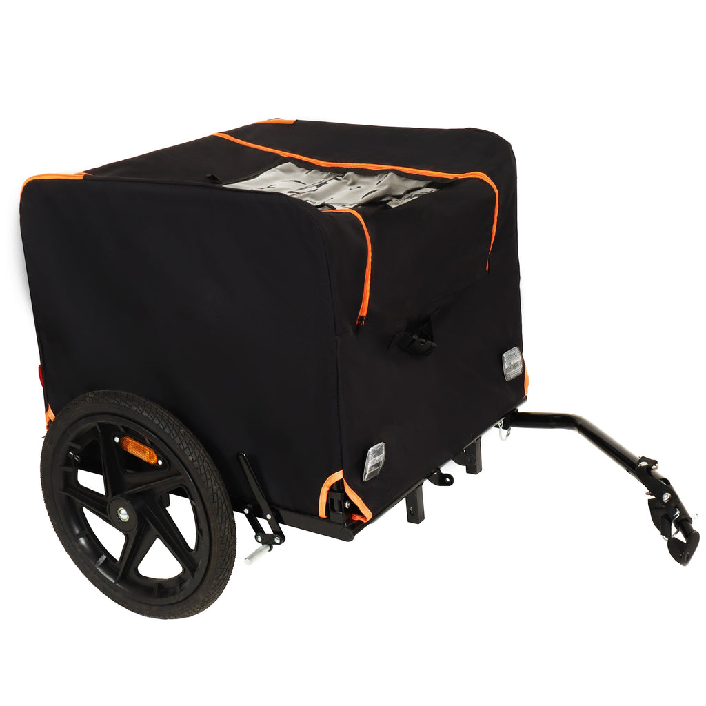 2-in-1 Bike & Pull-Behind Pet Trailer â€?Convertible Dog/Cat Carrier with Detachable Bike Hitch & Built-in Towing Handle â€?All-Terrain Wheels for Cycling and Hand-Pulled Transport, Orange and Black