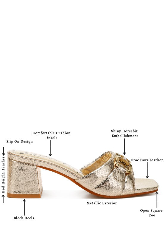 Bellamy Horsebit Detail Snake Print Sandals