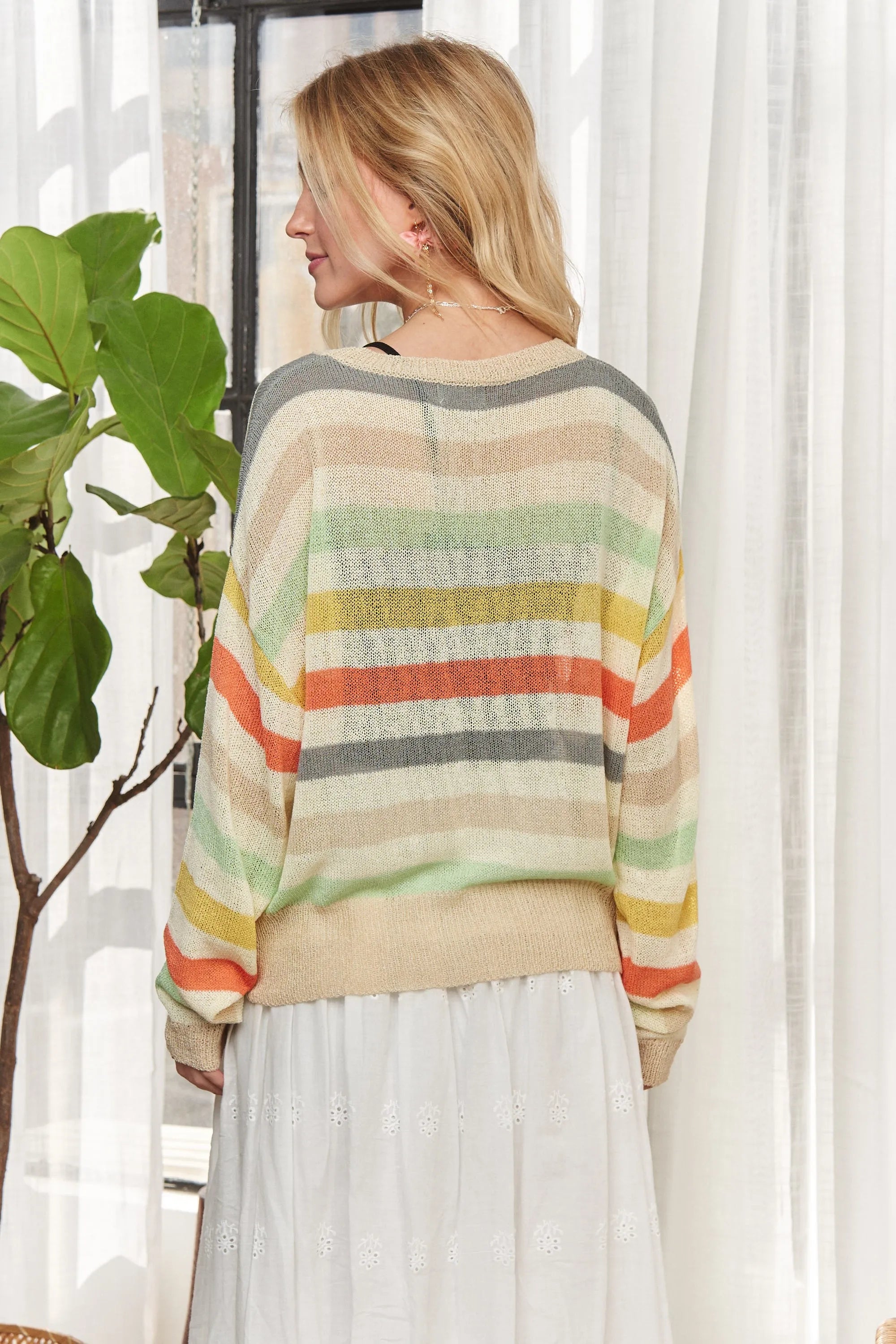 ADORA Stripe Long Sleeves Knit Top