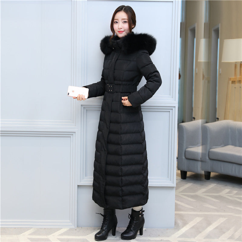 Belt super long down jacket