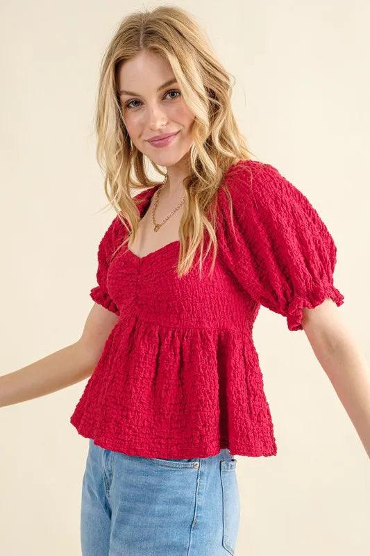 And The Why Lovely Textured and Smocked Top