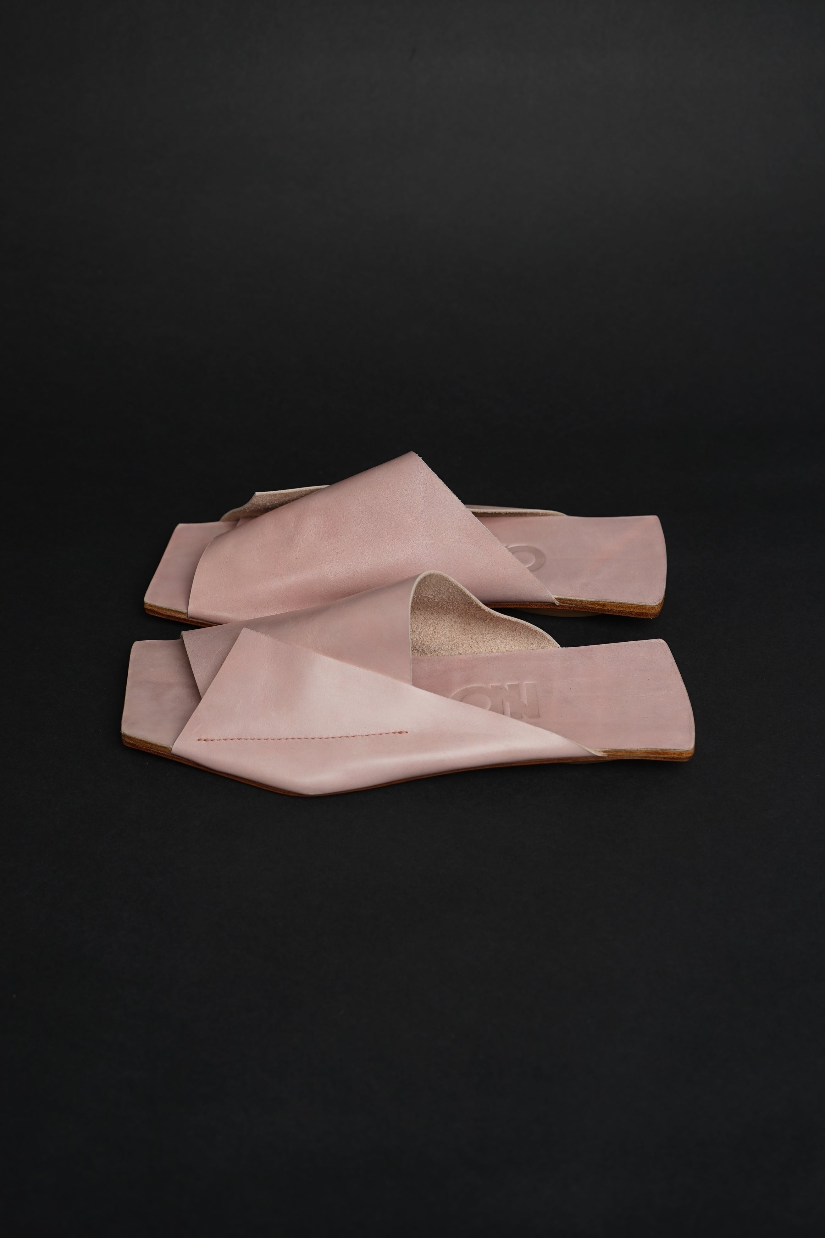Amos Handcrafted Pink Leather Slides