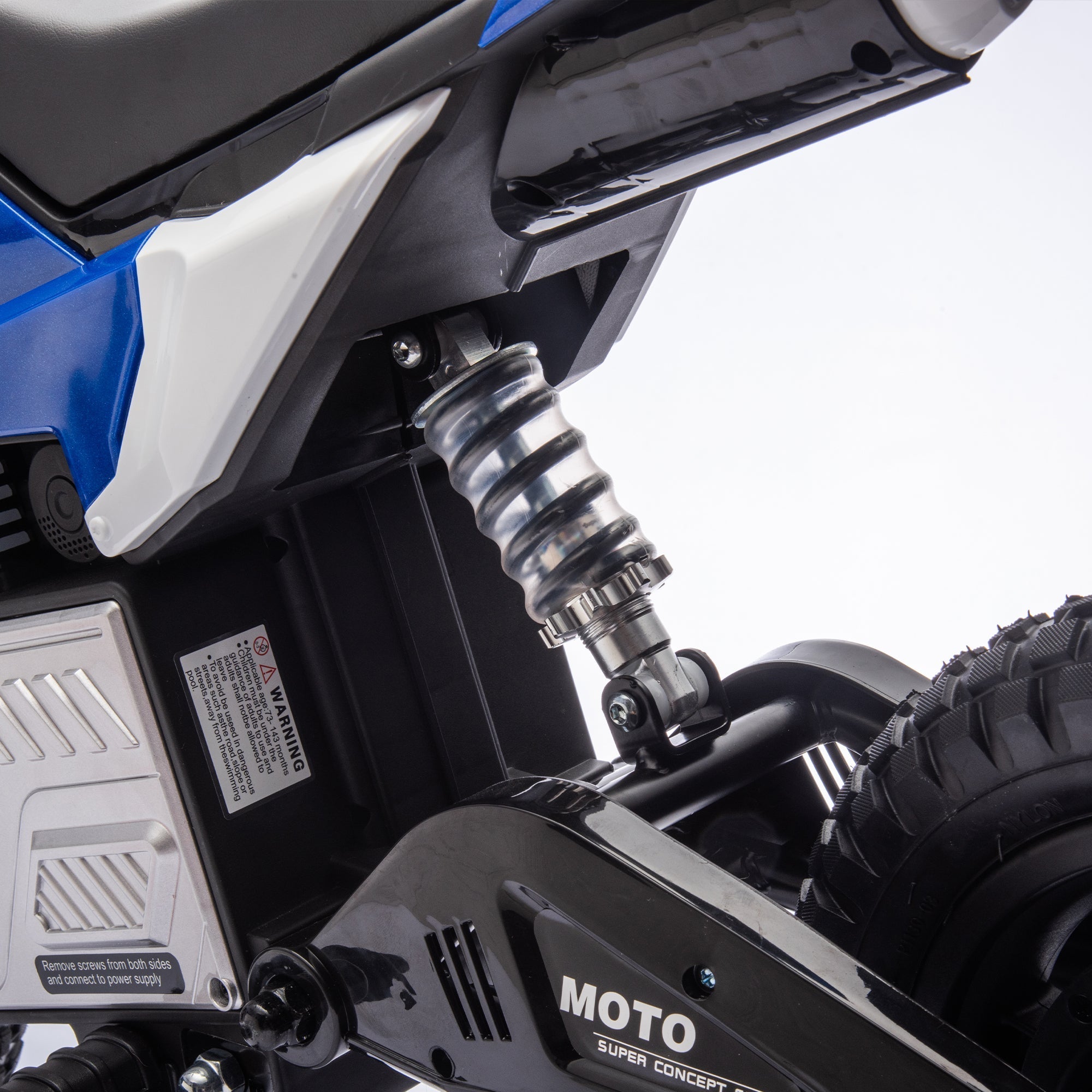 24V Kids Ride On Electric Toy Motocross Motorcycle,200W High Speed Hub Motor,Rear wheel shock absorber,Adjustable speed,LED breath lamp,Bluetooth,Music,Horn,Speeds 3.11-9.32MPH For Kids Aged 5-15.