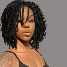 6" Short Dreadlock Wig | Curly Twisted Braid | Heat Resistant Synthetic Wig | Black & Brown