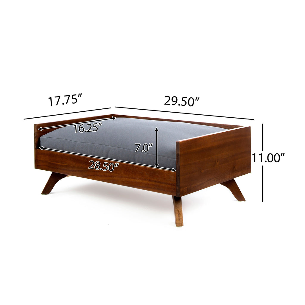 Acacia Wood Dog Bed with High-quality Mattress