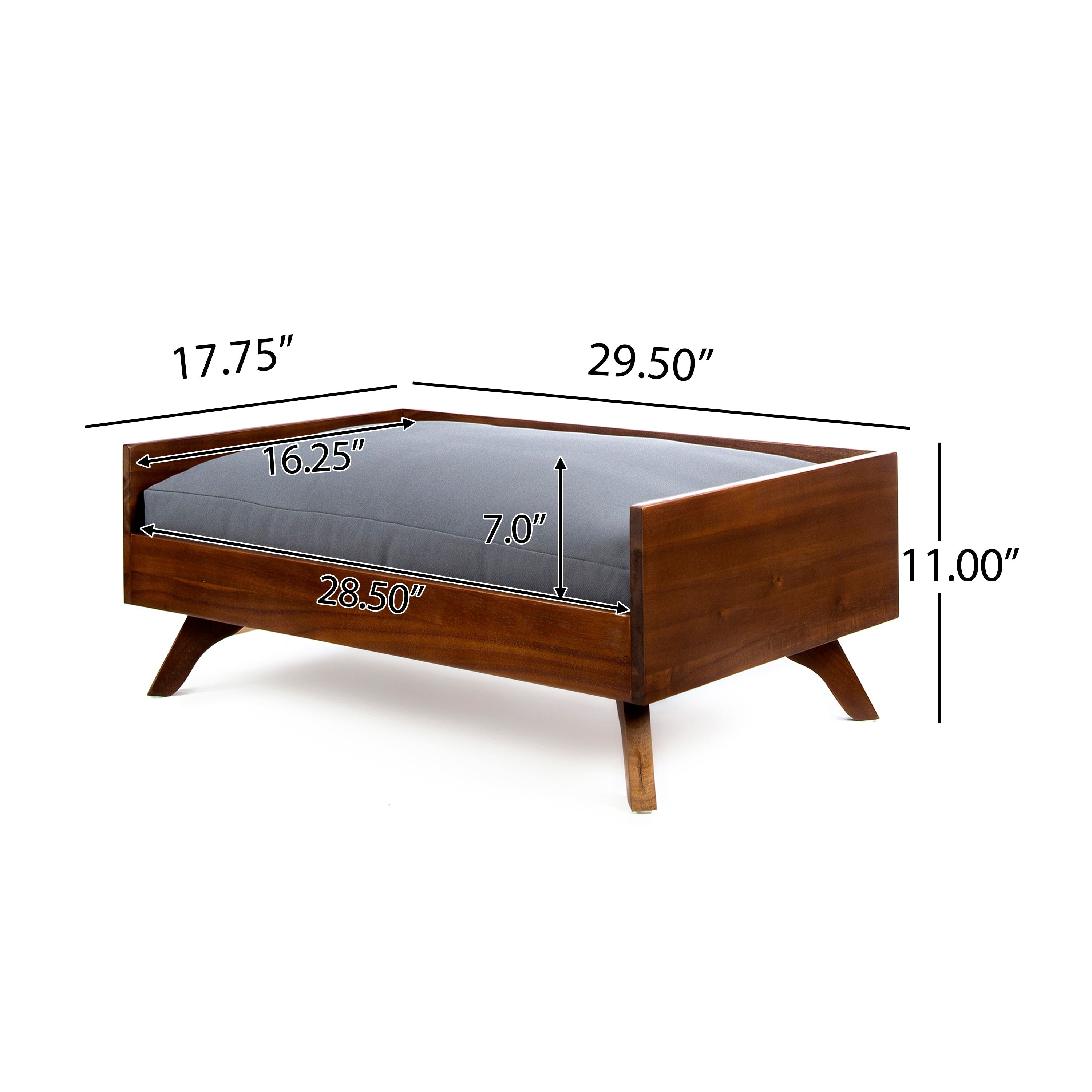 Acacia Wood Dog Bed with High-quality Mattress
