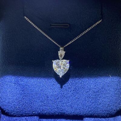 2 Carat Moissanite 925 Sterling Silver Heart Pendant Necklace