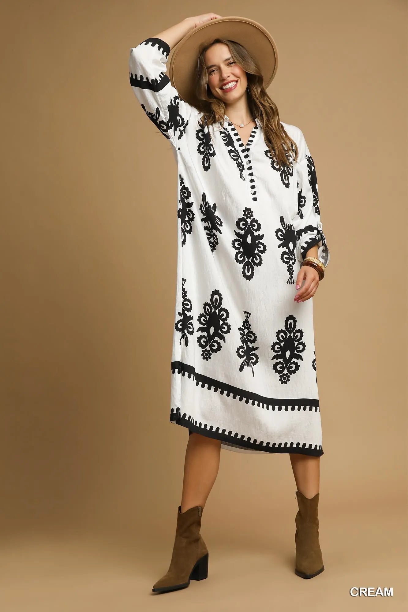 Abstract Print Midi Dress