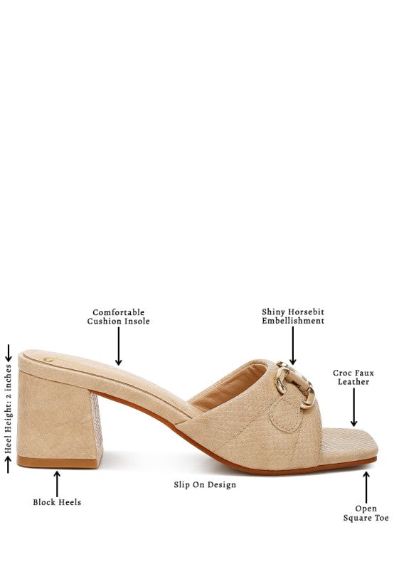 Bellamy Horsebit Detail Snake Print Sandals