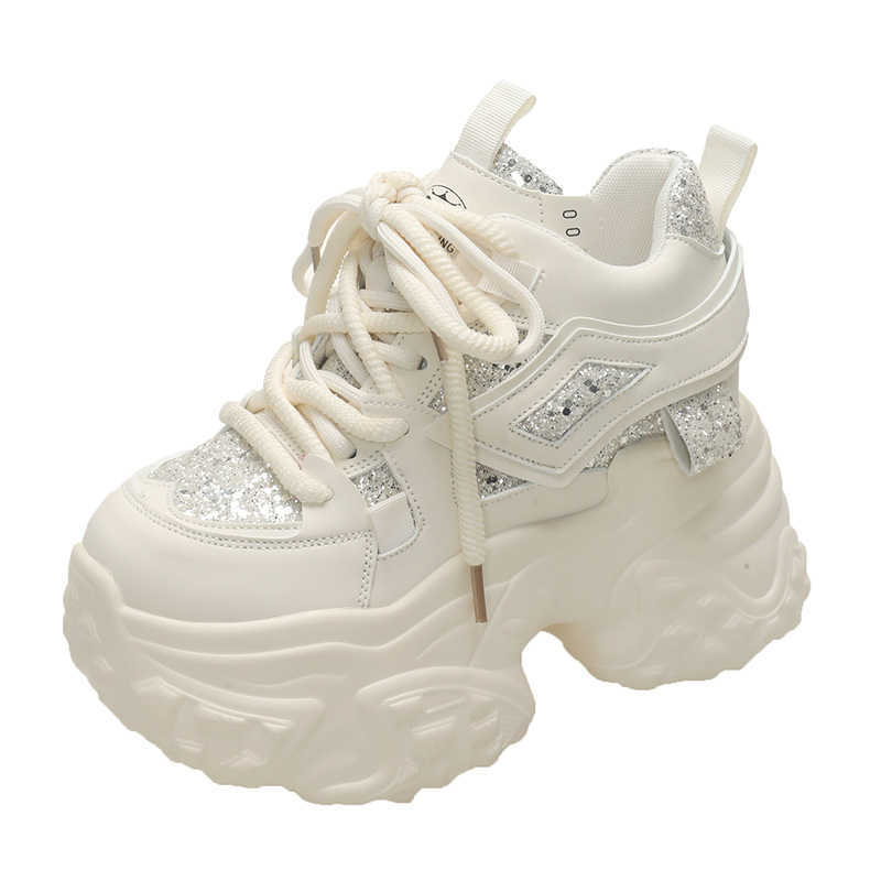 10cm Hidden Heel Platform Sequins Dad Shoes