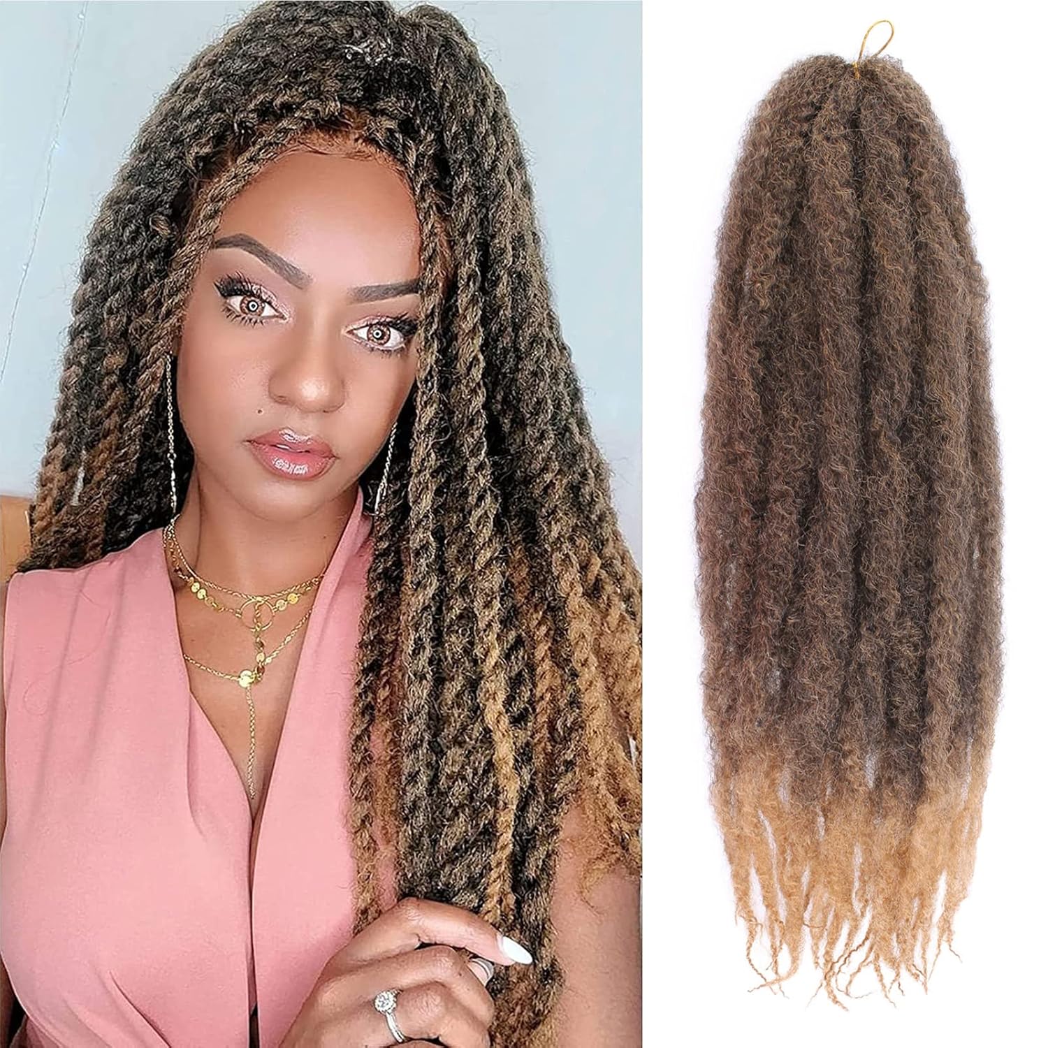 18" Marley Hair for Braids | Afro Kinky Ombre Braiding Hair | Kanekalon Extensions | 30 Strands/Pack