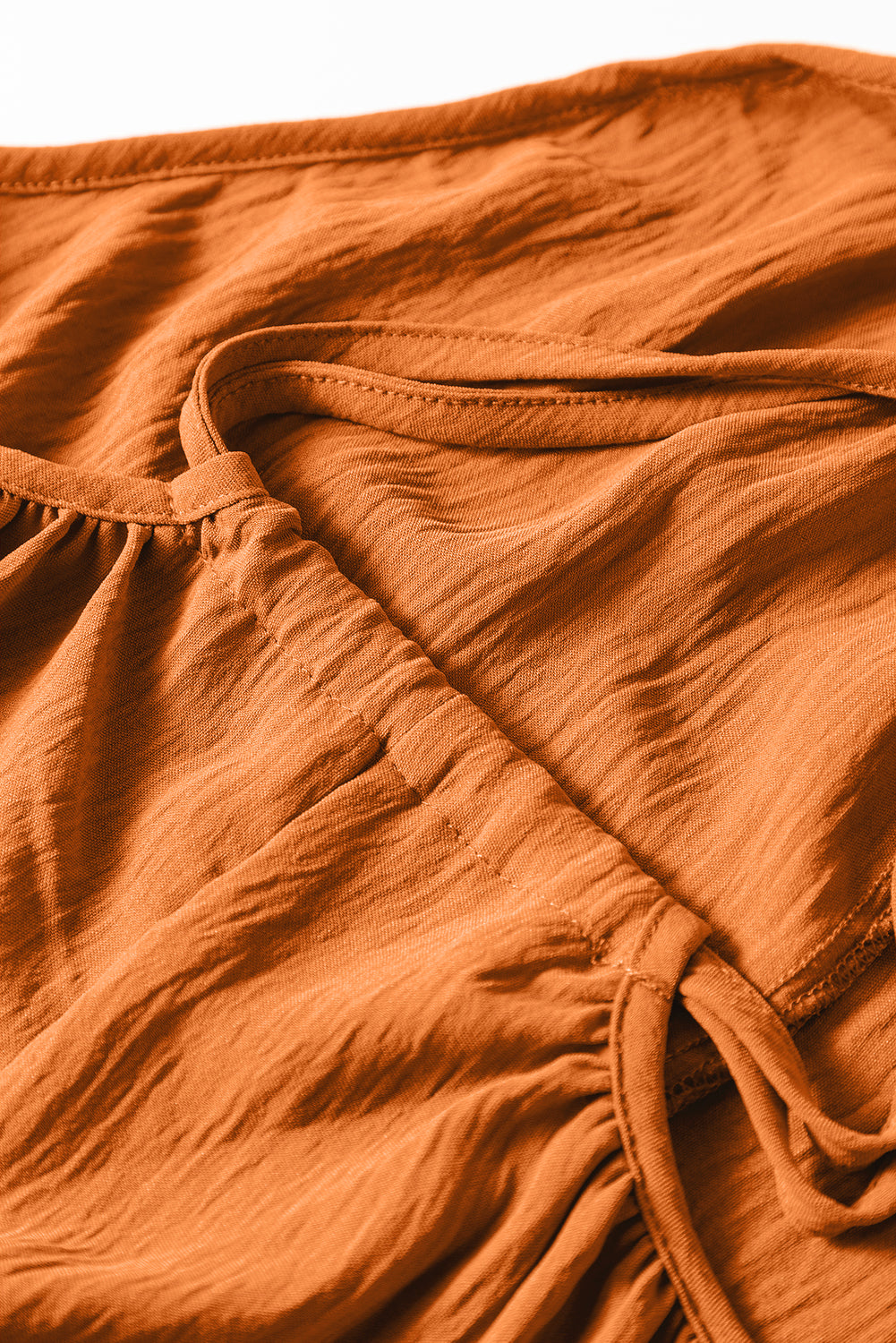 Apricot Spaghetti Straps Waist Tie Pocketed Wide Leg Jumpsuit