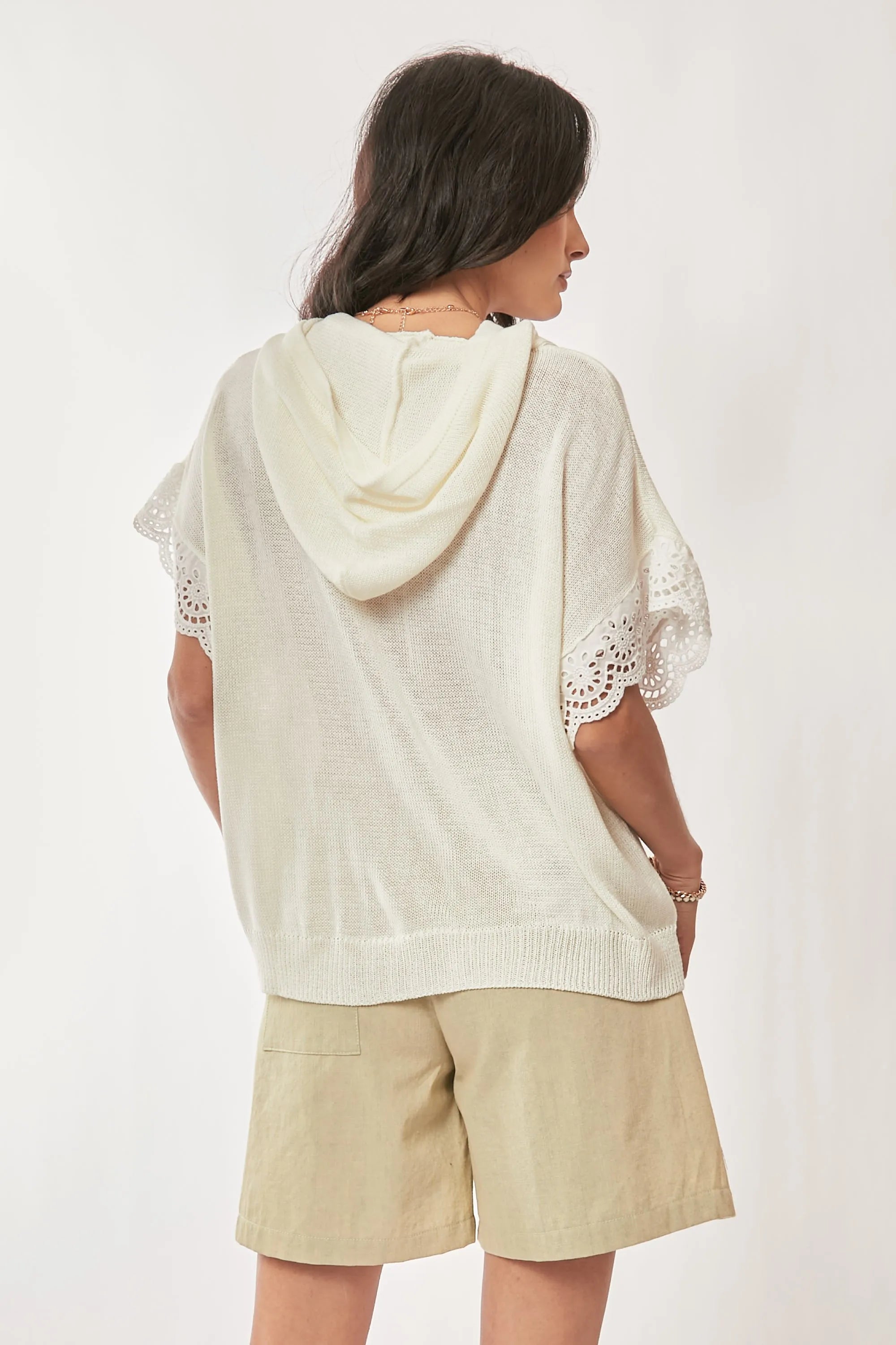 American Flag Loose Fit Lace Sleeve Hoodie Top