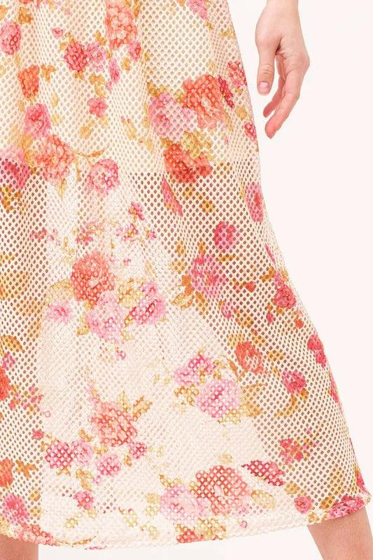 And The Why Fish-Net Floral Printed Midi Dress