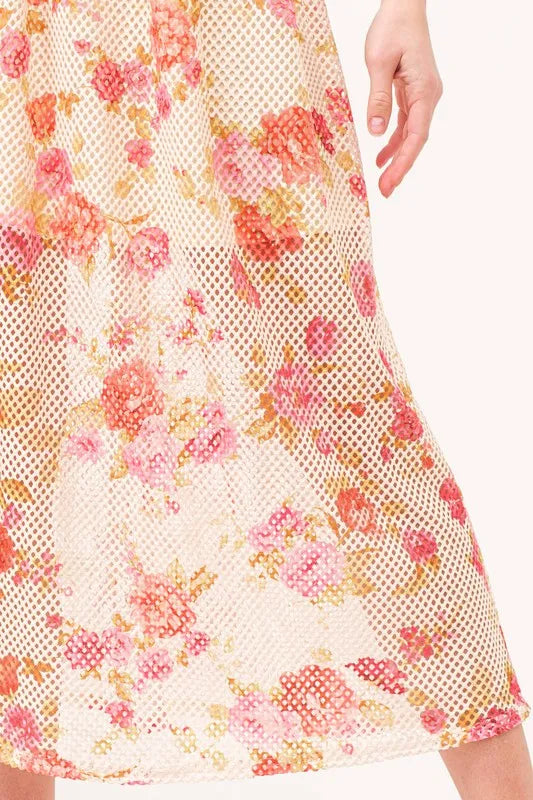 And The Why Fish-Net Floral Printed Midi Dress