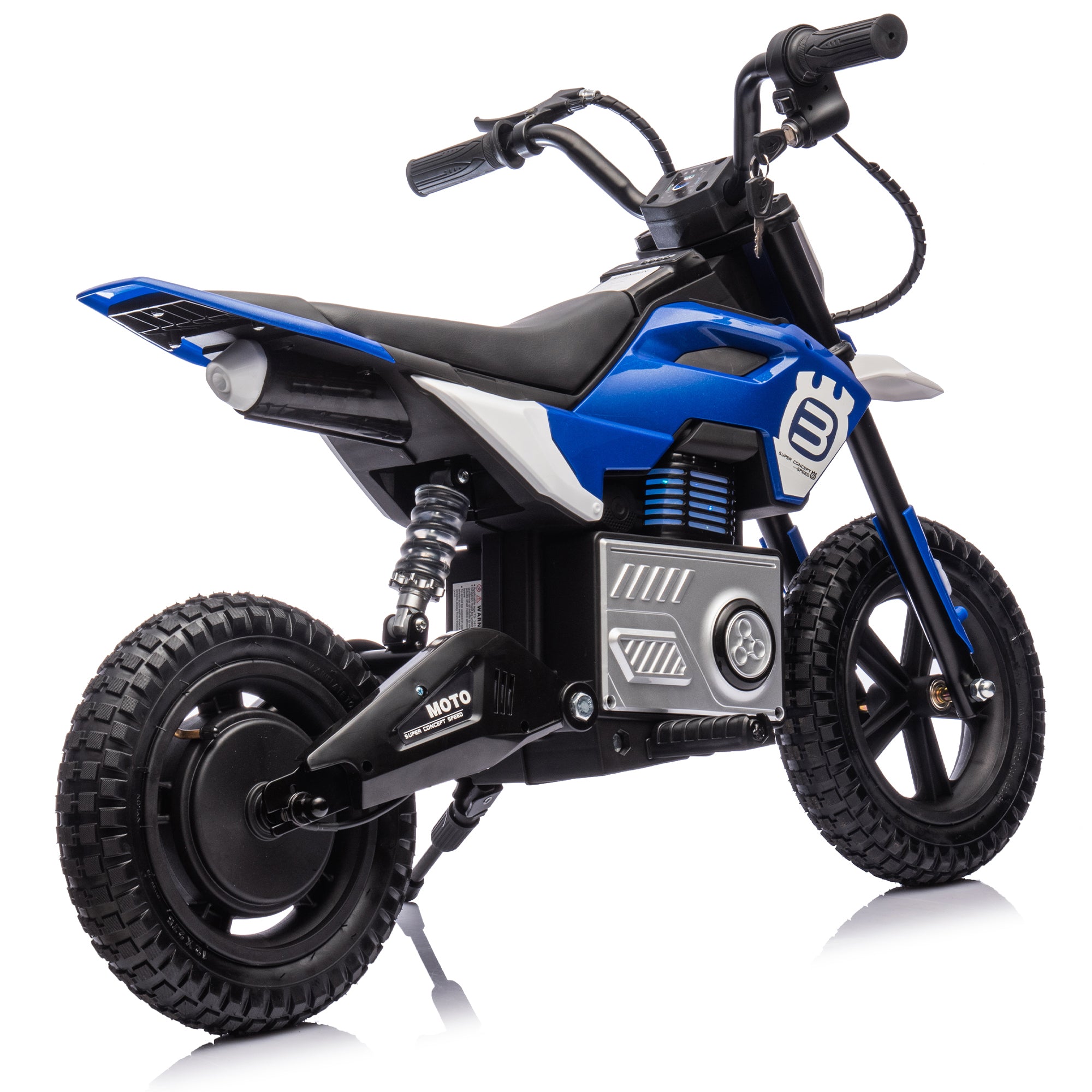 24V Kids Ride On Electric Toy Motocross Motorcycle,200W High Speed Hub Motor,Rear wheel shock absorber,Adjustable speed,LED breath lamp,Bluetooth,Music,Horn,Speeds 3.11-9.32MPH For Kids Aged 5-15.
