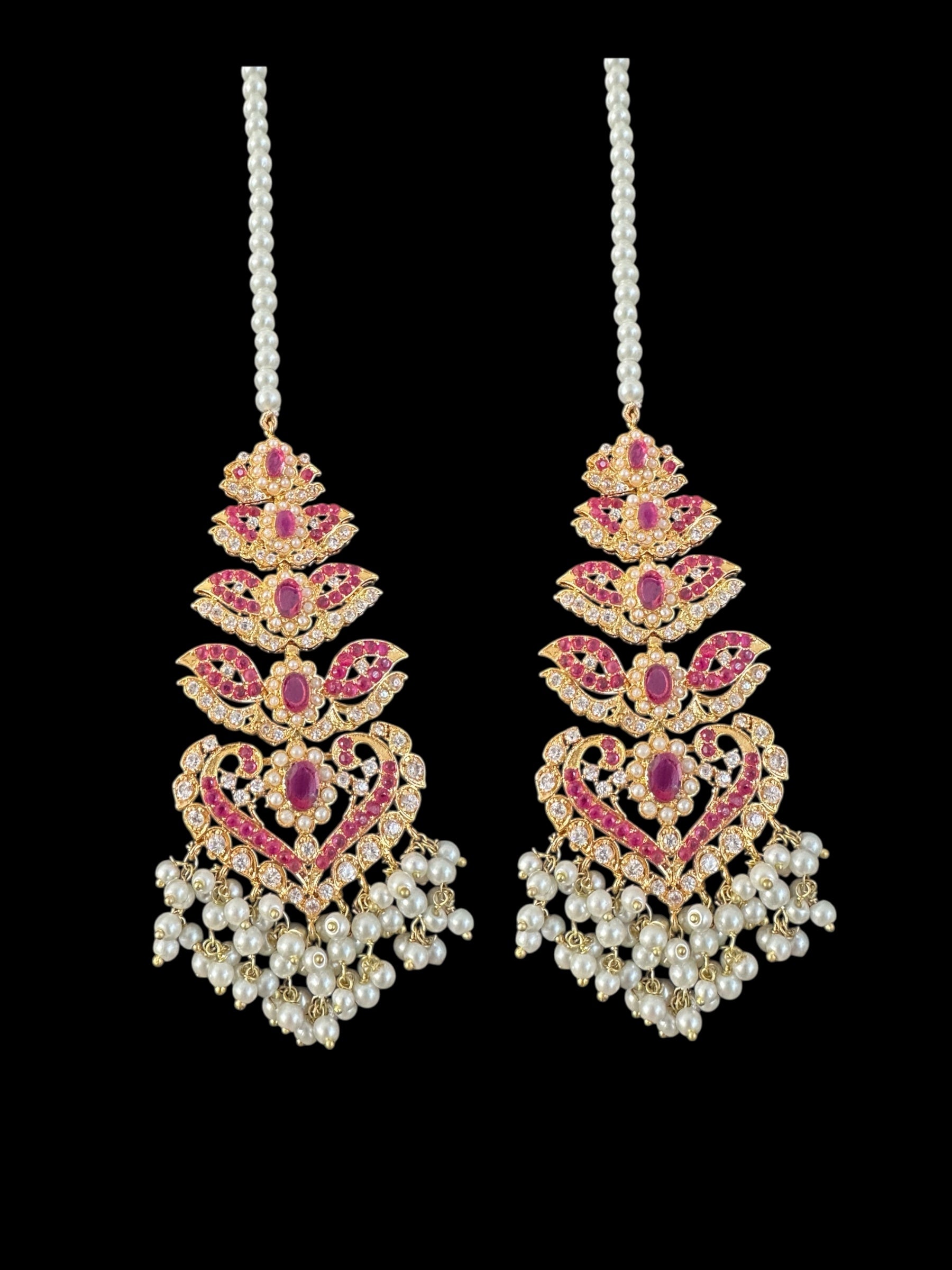 Amisha Ruby pearl earrings tika ( READY TO SHIP )