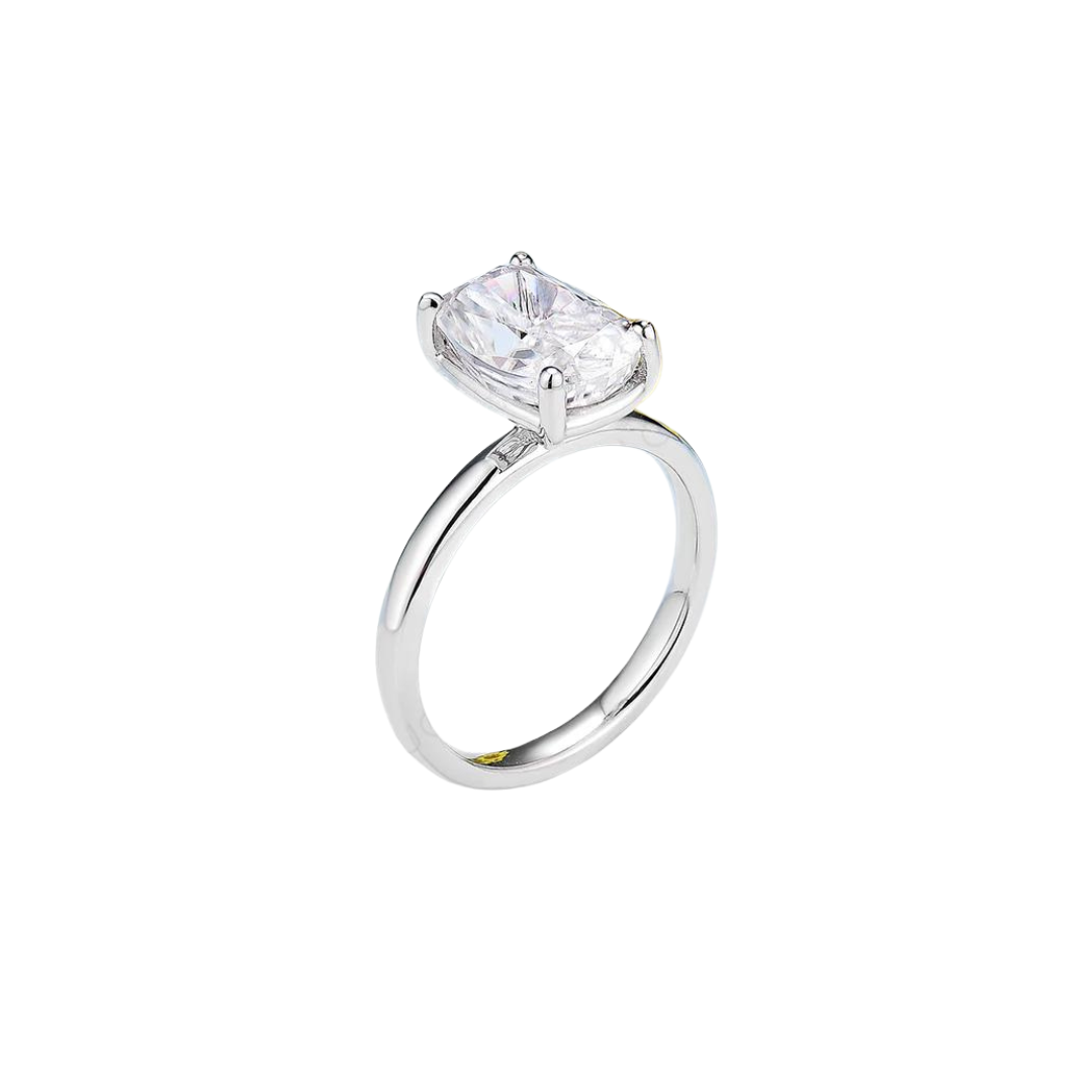 2.5ct Elongated Cushion Cut Solitaire Moissanite Engagement Ring