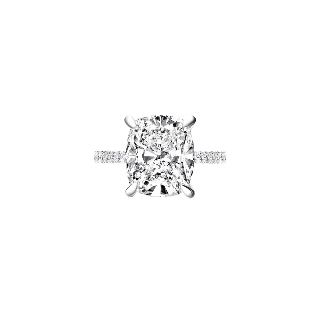 6.0ct Cuhsion Cut Moissanite Lab Diamond Accented Engagement Ring