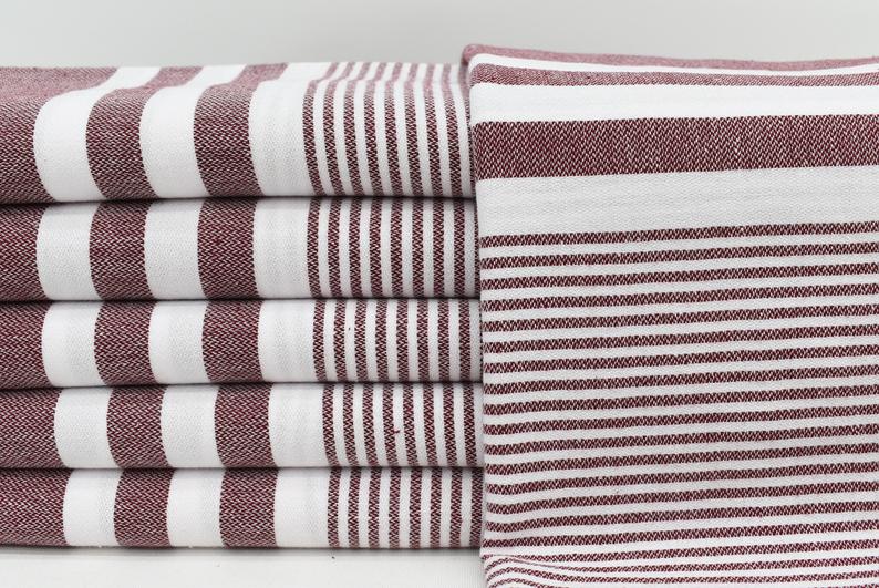Basiclayersca Burgundy Monte Carlo Turkish Towel 40 Inch by