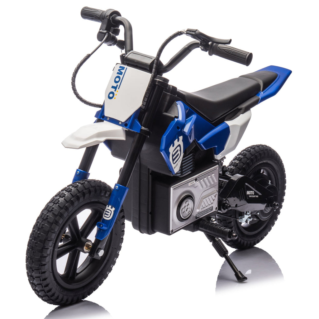 24V Kids Ride On Electric Toy Motocross Motorcycle,200W High Speed Hub Motor,Rear wheel shock absorber,Adjustable speed,LED breath lamp,Bluetooth,Music,Horn,Speeds 3.11-9.32MPH For Kids Aged 5-15.