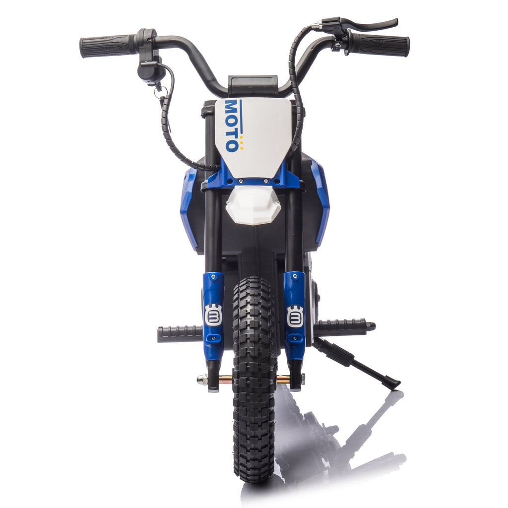 24V Kids Ride On Electric Toy Motocross Motorcycle,200W High Speed Hub Motor,Rear wheel shock absorber,Adjustable speed,LED breath lamp,Bluetooth,Music,Horn,Speeds 3.11-9.32MPH For Kids Aged 5-15.