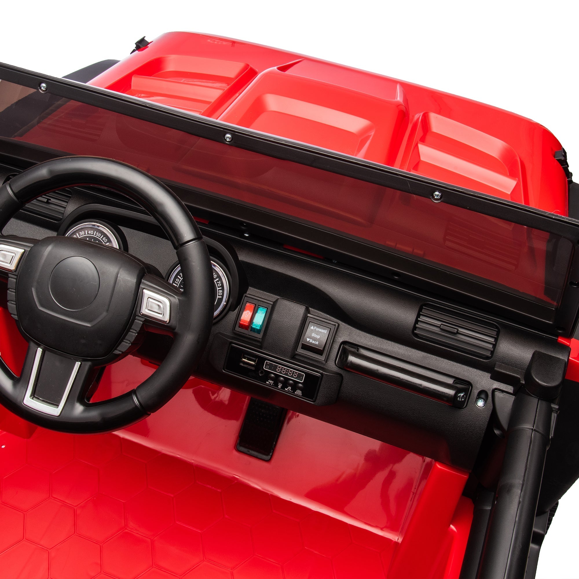 24V Two-Seater Kids Ride On Truck Car W/Parents Control,200w*2,Seat width 20.28in,Four-wheel Suspension,LED Lights,Music,MP3,Bluetooth,Two independent seat belts,Suitable for off-road For Kids Aged 3+