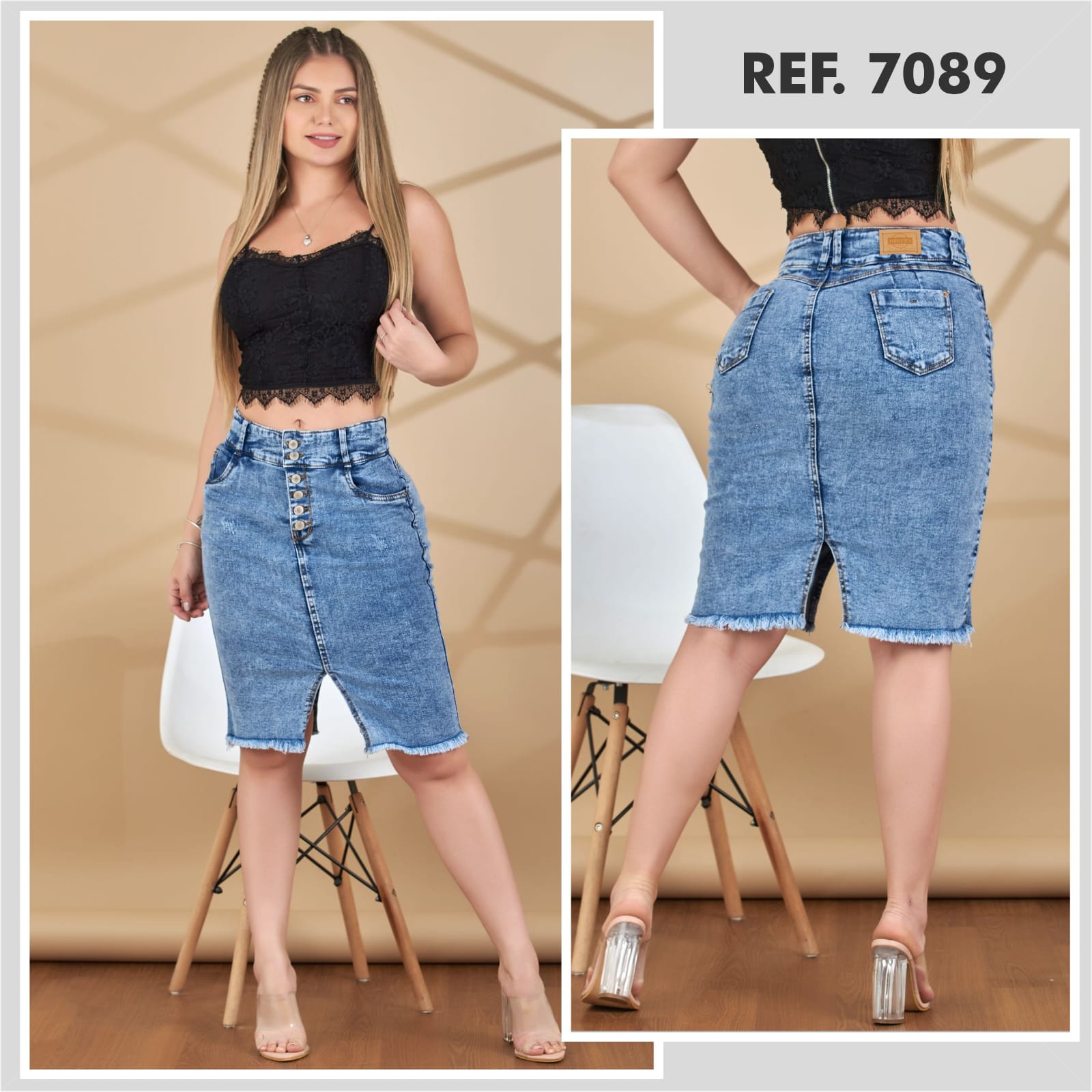 7089 100%  Authentic Colombian  Push Up SKIRT