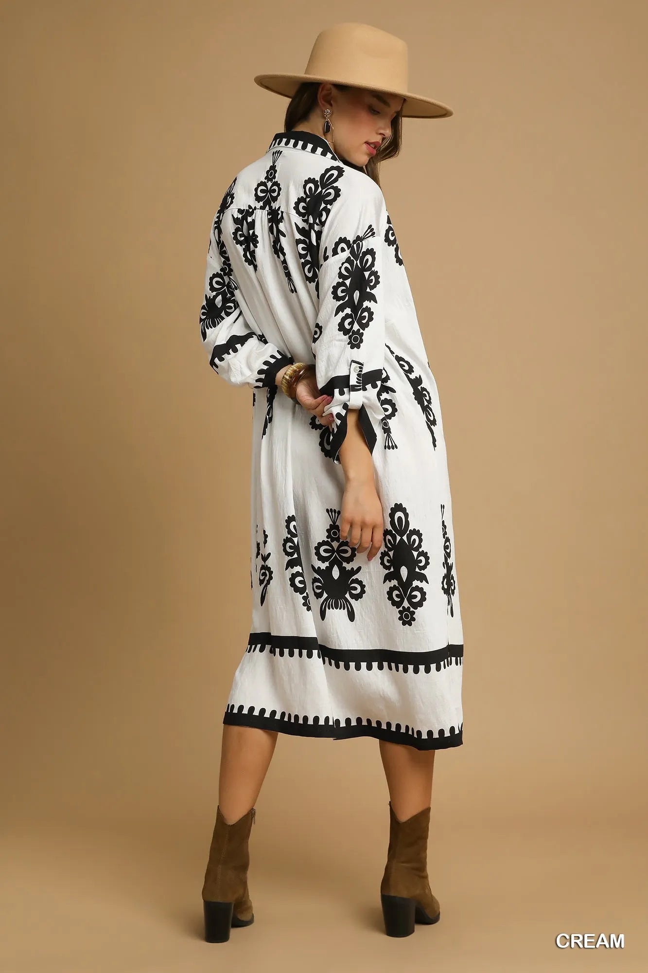 Abstract Print Midi Dress