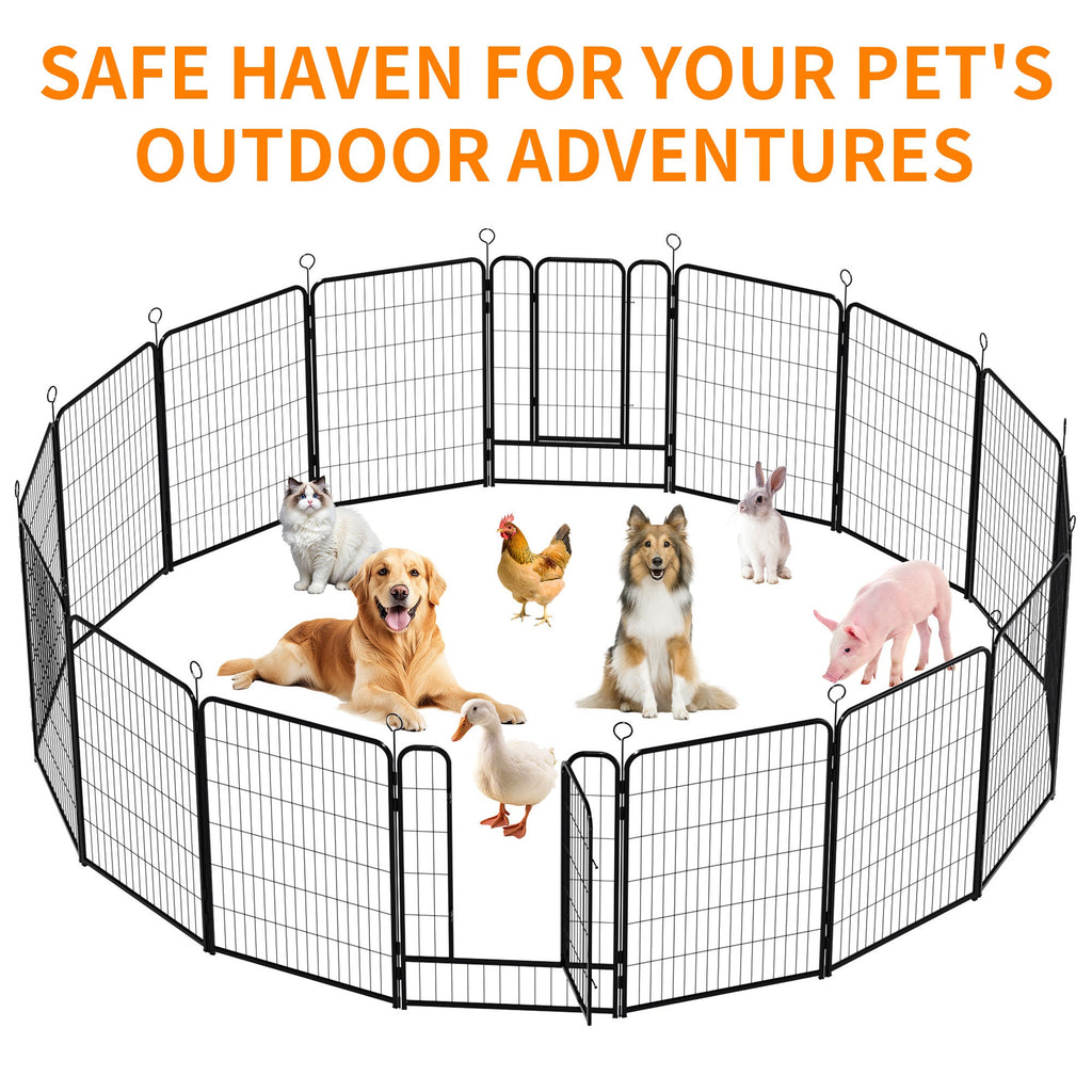 16 Panels Heavy Duty Metal Playpen with Self-Locking Gate, Extra Tall 40' Dog Fence Pet Exercise Pen for Outdoor and Indoor-Easy Setup Exercise Pen for Large Dogs
