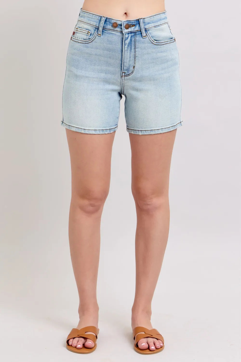 2 Button Denim Shorts with Pockets