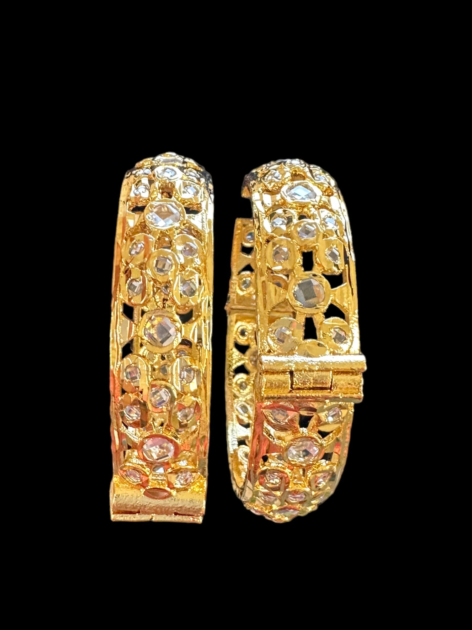 B154 Gold plated bangles - clear   ( READY TO SHIP)