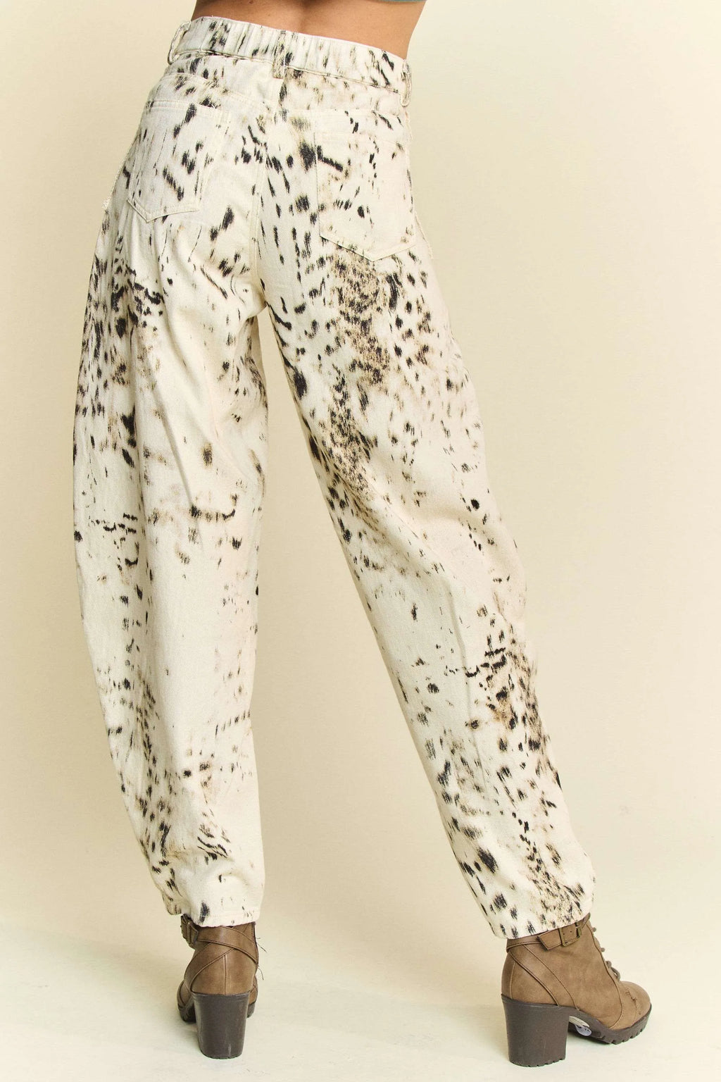 Abstract Tie Dye Dot Lace Detail Barrel Pants