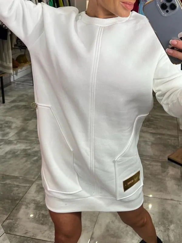 Autumn New Solid Color Loose Casual Knitted Dress