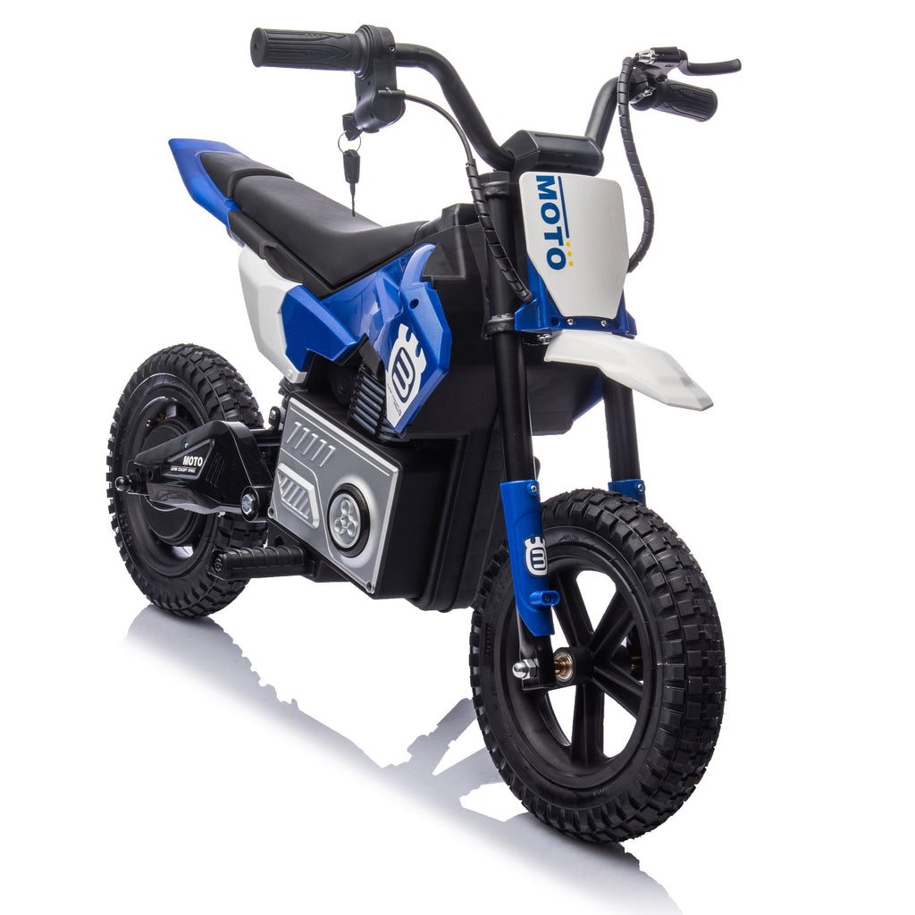24V Kids Ride On Electric Toy Motocross Motorcycle,200W High Speed Hub Motor,Rear wheel shock absorber,Adjustable speed,LED breath lamp,Bluetooth,Music,Horn,Speeds 3.11-9.32MPH For Kids Aged 5-15.