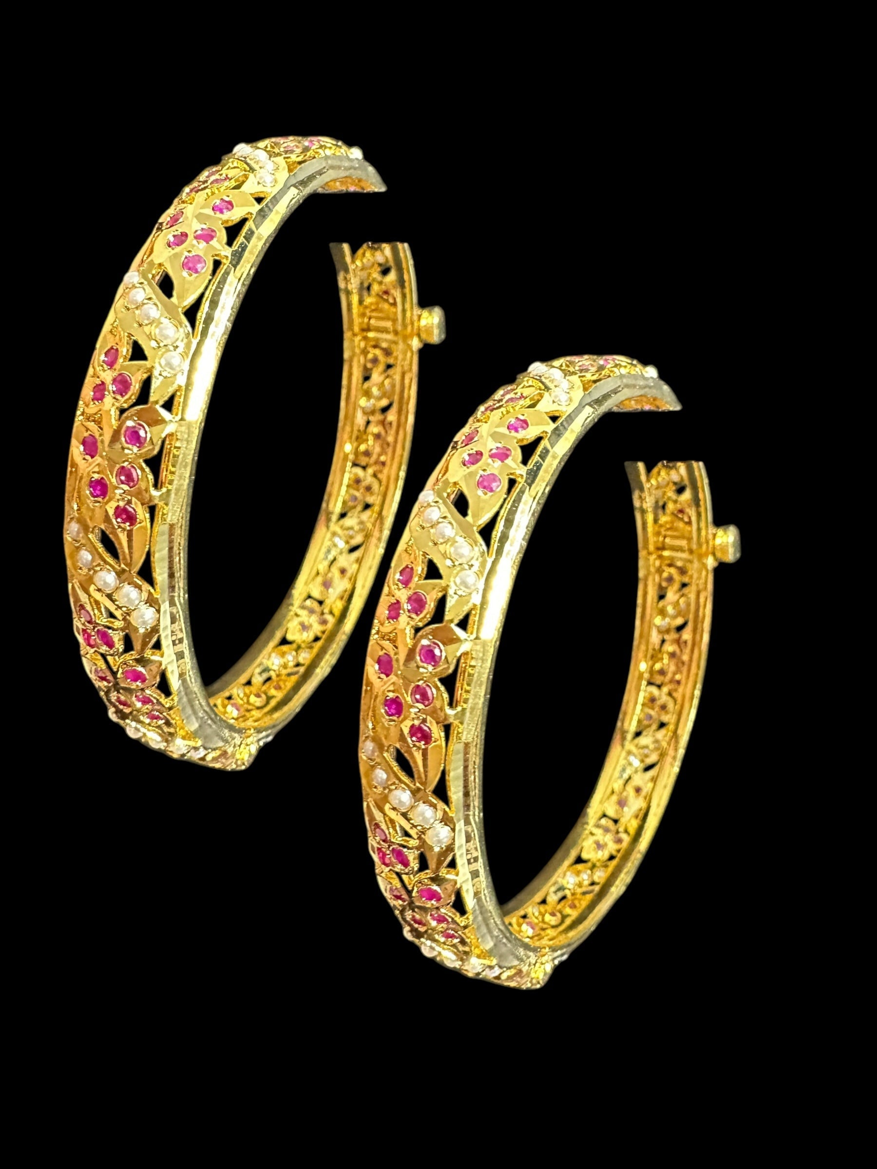 B311 Jadau  bangles ( Ruby pearl   ) ( READY TO SHIP)