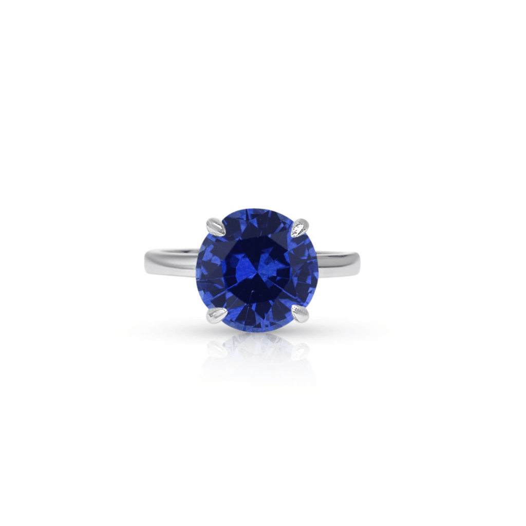 3.0ct Lab Blue Sapphire Solitaire Hidden Halo Engagement Ring