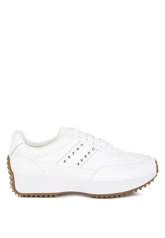 Athion Studded Real Leather Sneakers