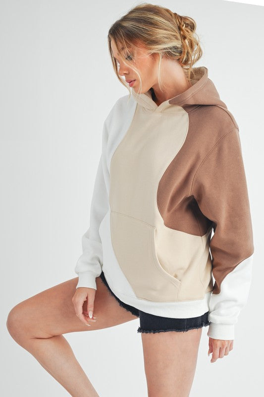 Aemi + Co Color Block Hoodie with Kangaroo Pocket